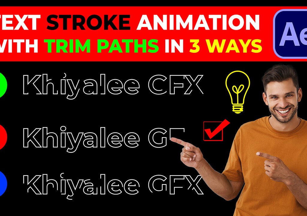 Text Stroke Animation With Trim Paths In 3 Ways After Effects Tutorial | English Subtitles