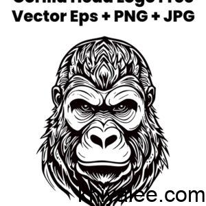 Gorilla head logo design vector tattoo illustration icon