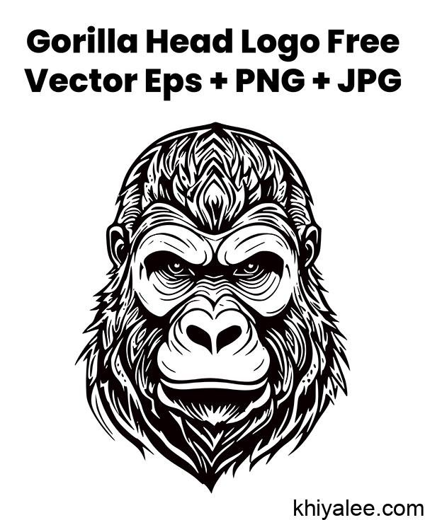 Gorilla head logo design vector tattoo illustration icon