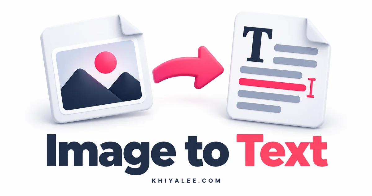 Image document transforming into editable text with a conversion arrow.
