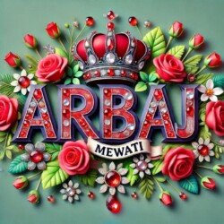 3d name art with diamoned gems and king crown of indian Tohid Khan and ArbaaJ Mewati