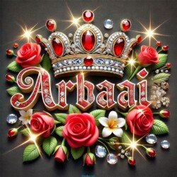 3d name art with diamoned gems and king crown of indian Tohid Khan and ArbaaJ Mewati