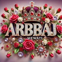 3d name art with diamoned gems and king crown of indian Tohid Khan and ArbaaJ Mewati