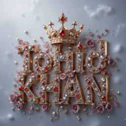 Crafting 3D Name Letter AI Images Free with Bing AI Image Generator with Free 300+ Prompts 11 3d name art with diamoned gems and king crown of indian Tohid Khan and ArbaaJ Mewati
