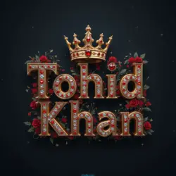 3d name art with diamoned gems and king crown of indian Tohid Khan and ArbaaJ Mewati