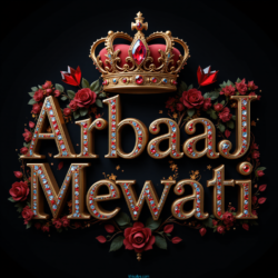 3d name art with diamoned gems and king crown of indian Tohid Khan and ArbaaJ Mewati