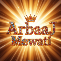 3d name art with diamoned gems and king crown of indian Tohid Khan and ArbaaJ Mewati