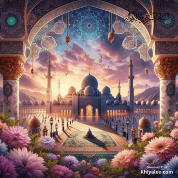 Jumma Mubarak Gif Beautiful islamic mosque Spiritual Divine Friday masjid animated digital art