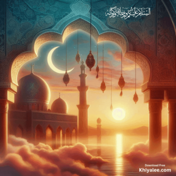 Jumma Mubarak Gif Beautiful islamic mosque Spiritual Divine Friday masjid animated digital art