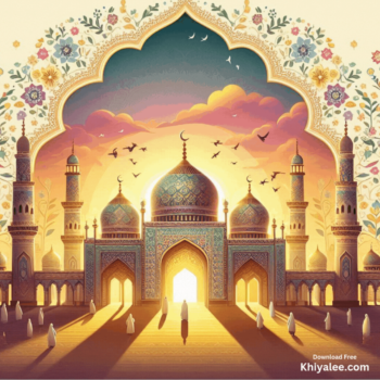 Jumma Mubarak Gif Beautiful islamic mosque Spiritual Divine Friday masjid animated digital art