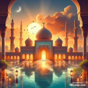 Jumma Mubarak Gif Beautiful islamic mosque Spiritual Divine Friday masjid animated vibrant digital art