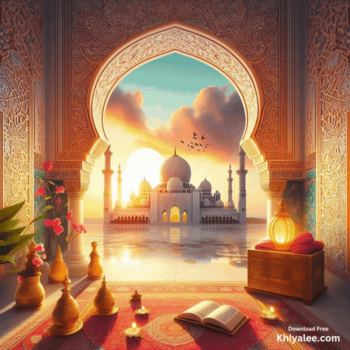 Jumma Mubarak Gif Beautiful islamic mosque Spiritual Divine Friday animated digital art