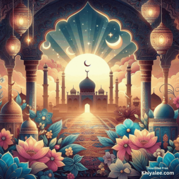 Jumma Mubarak Gif Beautiful islamic mosque Spiritual Divine Friday animated digital art
