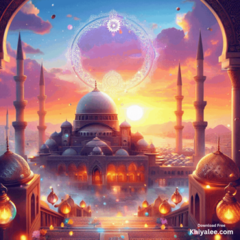 Jumma Mubarak Gif Beautiful islamic mosque Spiritual Divine Friday animated digital art
