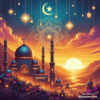 Jumma Mubarak Gif Beautiful islamic mosque Spiritual Divine Friday masjid animated vibrant digital art