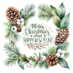 Best Merry Christmas and Happy New Year card wish picture HD free merry xmas images with golden frames and border with red ribbon and beautiful gift box and tree haniging lights and balls 3D elements