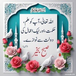 free 3D Dua Good Morning beautiful Islamic HD images with roses and flowers and dove or pigeon birds with mosque and Islamic frames and shapes with birds art