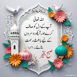free 3D Dua Good Morning beautiful Islamic HD images with roses and flowers and dove or pigeon birds with mosque and Islamic frames and shapes with birds art