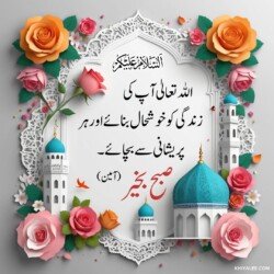 free 3D Dua Good Morning beautiful Islamic HD images with roses and flowers and dove or pigeon birds with mosque and Islamic frames and shapes with birds art