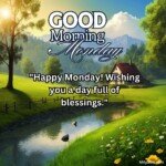 good morning monday blessing images with birds sunflowers and roses and coffee cup with sun and sunlight