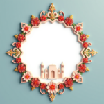 islamic frames for text floral empty shapes 3D emboss blank HD paper borders with ornaments mosque and birds