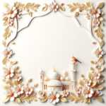islamic frames for text floral empty shapes 3D emboss blank HD paper decoration borders with ornaments mosque and birds