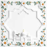 islamic frames for text floral empty shapes 3D emboss blank HD paper decoration borders with ornaments mosque and birds