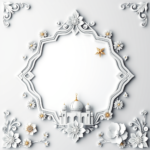 islamic frames for text floral empty shapes 3D emboss blank HD paper decoration borders with ornaments mosque and birds