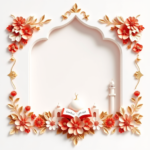 islamic frames for text floral empty shapes 3D emboss blank HD paper decoration borders with ornaments mosque and birds