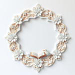 islamic frames for text floral empty shapes 3D emboss blank HD paper decoration borders with ornaments mosque and birds