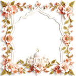 islamic frames for text floral empty shapes 3D emboss blank HD paper decoration borders with ornaments mosque and birds