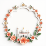 islamic frames for text floral empty shapes 3D emboss blank HD paper decoration borders with ornaments mosque and birds