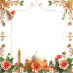 islamic frames for text floral empty shapes 3D emboss blank HD paper decoration borders with ornaments mosque and birds