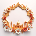 islamic frames for text floral empty shapes 3D emboss blank HD paper decoration borders with ornaments mosque and birds
