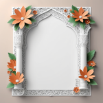 islamic frames for text floral empty shapes 3D emboss blank HD paper decoration borders with ornaments mosque and birds