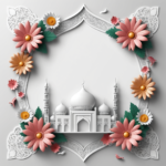 islamic frames for text floral empty shapes 3D emboss blank HD paper decoration borders with ornaments mosque and birds