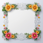 islamic frames for text floral empty shapes 3D emboss blank HD paper decoration borders with ornaments mosque and birds