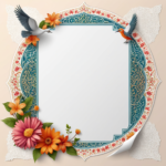 islamic frames for text floral empty shapes 3D emboss blank HD paper decoration borders with ornaments mosque and birds