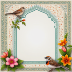 islamic frames for text floral empty shapes 3D emboss blank HD paper decoration borders with ornaments mosque and birds
