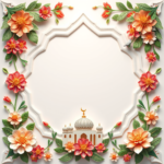 islamic frames for text floral borders with ornaments mosque and birds