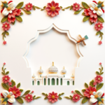 islamic frames for text floral borders with ornaments mosque and birds