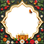islamic frames for text floral empty shapes 3D emboss blank HD paper borders with ornaments mosque and birds