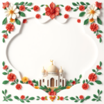 islamic frames for text floral empty blank paper borders with ornaments mosque and birds