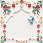 islamic frames for text floral empty shapes 3D emboss blank HD paper borders with ornaments mosque and birds