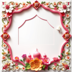 islamic frames for text floral empty shapes 3D emboss blank HD paper borders with ornaments mosque and birds