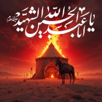 muharram dp kerbala background and ashura background and majlis background zuljanah hd status images, Ya Aba Abdillah Hussain Shaeed calligraphy.