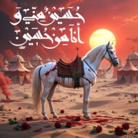 muharram dp kerbala background and ashura background and majlis background zuljanah hd status images, Hussain o mini wa ana minal Hussain calligraphy.