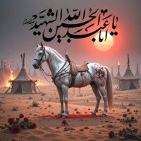 muharram dp kerbala background and ashura background and majlis background zuljanah hd status images, Ya Aba Abdillah Hussain Shaeed calligraphy.