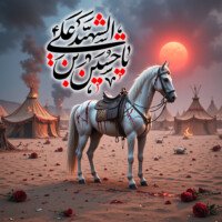 muharram dp kerbala background and ashura background and majlis background zuljanah hd status images, Ya Aba Abdillah Hussain Shaeed calligraphy.