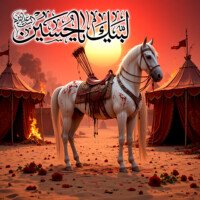 muharram dp kerbala background and ashura background and majlis background zuljanah hd status images, Labaik Ya Hussain calligraphy